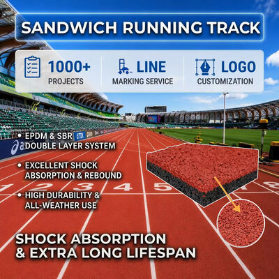 Giá tốt Đường chạy PU Sandwich Đạt chuẩn IAAF Chống chịu thời tiết với Tùy chọn Màu sắc Tùy chỉnh trực tuyến